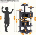 Cat Climbing Frame 54 Inch Cat Tower for Indoor Cats with Scratching Post, Cat Playhouse, Large Cat Condo