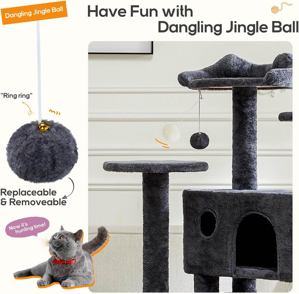 Cat Climbing Frame 54 Inch Cat Tower for Indoor Cats with Scratching Post, Cat Playhouse, Large Cat Condo