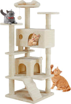 Cat Climbing Frame 54 Inch Cat Tower for Indoor Cats with Scratching Post, Cat Playhouse, Large Cat Condo