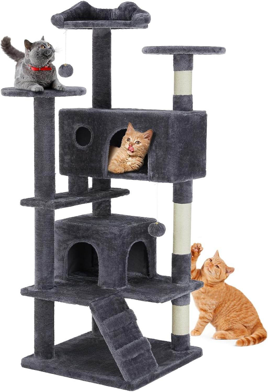 Cat Climbing Frame 54 Inch Cat Tower for Indoor Cats with Scratching Post, Cat Playhouse, Large Cat Condo