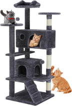 Cat Climbing Frame 54 Inch Cat Tower for Indoor Cats with Scratching Post, Cat Playhouse, Large Cat Condo