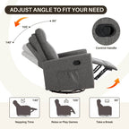 Swivel Recliner with Oversized Footrest, High Back, Deep Cushioned Seat for Living Room
