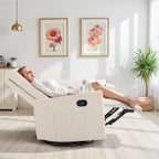 Swivel Recliner with Oversized Footrest, High Back, Deep Cushioned Seat for Living Room