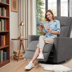 Swivel Recliner with Oversized Footrest, High Back, Deep Cushioned Seat for Living Room