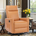 Swivel Recliner with Oversized Footrest, High Back, Deep Cushioned Seat for Living Room