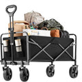 Collapsible Foldable Wagon Cart, Large Capacity Garden Beach Cart with All-Terrain Wheels, Heavy Duty Utility Grocery Wagon with Drink Holders for Shopping Sports Camping