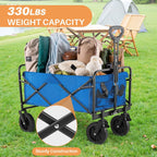 Collapsible Foldable Wagon Cart, Large Capacity Garden Beach Cart with All-Terrain Wheels, Heavy Duty Utility Grocery Wagon with Drink Holders for Shopping Sports Camping