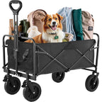 Collapsible Foldable Wagon Cart, Large Capacity Garden Beach Cart with All-Terrain Wheels, Heavy Duty Utility Grocery Wagon with Drink Holders for Shopping Sports Camping
