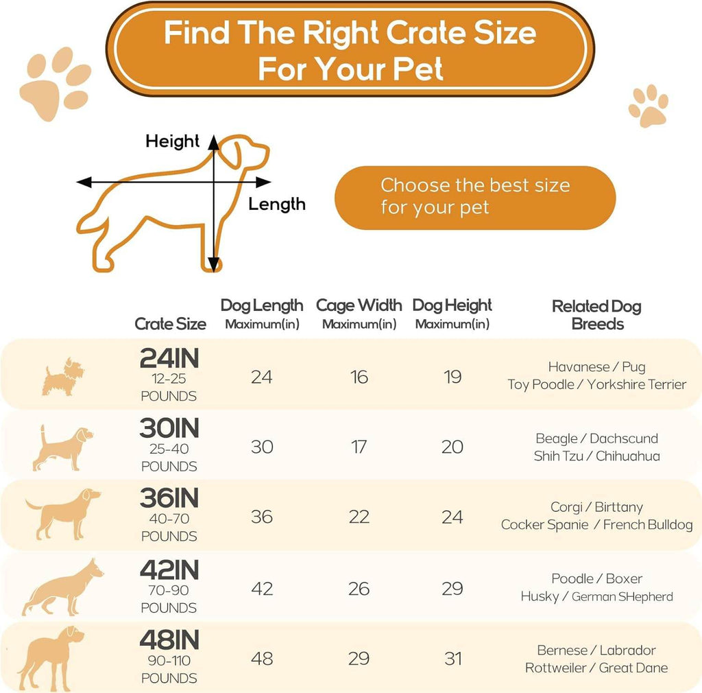 MyDepot Dog Cage 
Find The Right Crate Size
For Your Pet