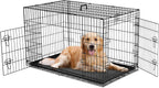MyDepot Dog Cage with Divider Leak-proof Tray, Double Door Wire Dog Cage, Foldable and Portable, Suitable for Indoor and Outdoor Travel - My Depot