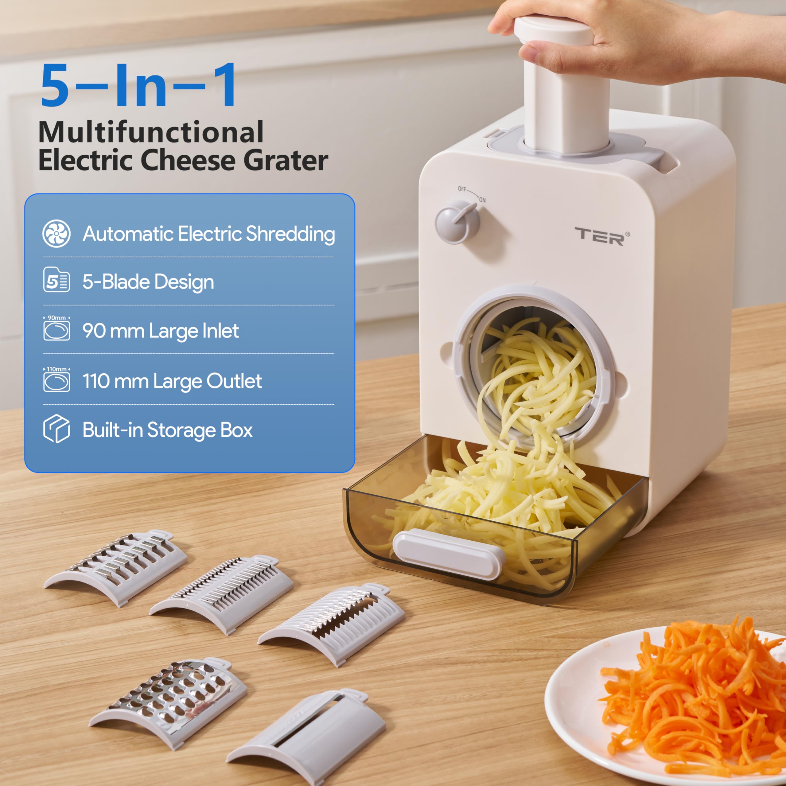 MyDepot Electric Cheese Grater
5-In-1
Multifunctional Electric Cheese Grater