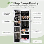 Jewelry Cabinet with Full-Length Mirror 47.2 Inches Large Storage Lockable