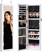 Jewelry Cabinet with Full-Length Mirror 47.2 Inches Large Storage Lockable