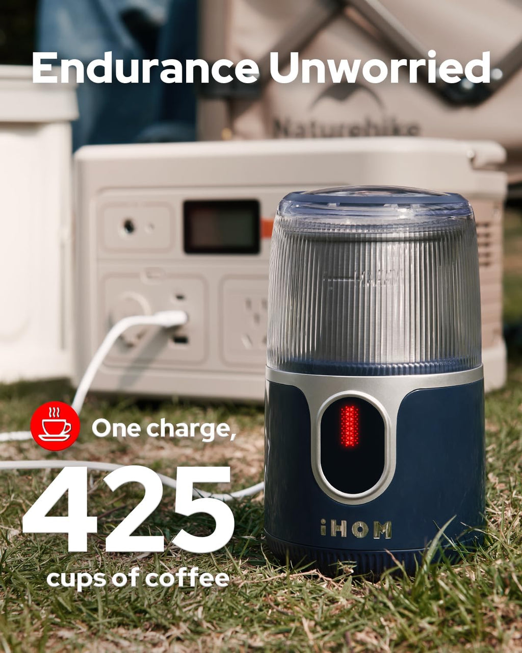Cordless Coffee Grinder Electric, Coffee Bean Grinder with USB Rechargeable, Espresso Grinder with 304 Stainless Steel Blade, 85 Grinds Per Charge, Spice Grinder, for Home, Travel, Camping - Blue