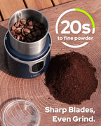 Cordless Coffee Grinder Electric, Coffee Bean Grinder with USB Rechargeable, Espresso Grinder with 304 Stainless Steel Blade, 85 Grinds Per Charge, Spice Grinder, for Home, Travel, Camping - Blue