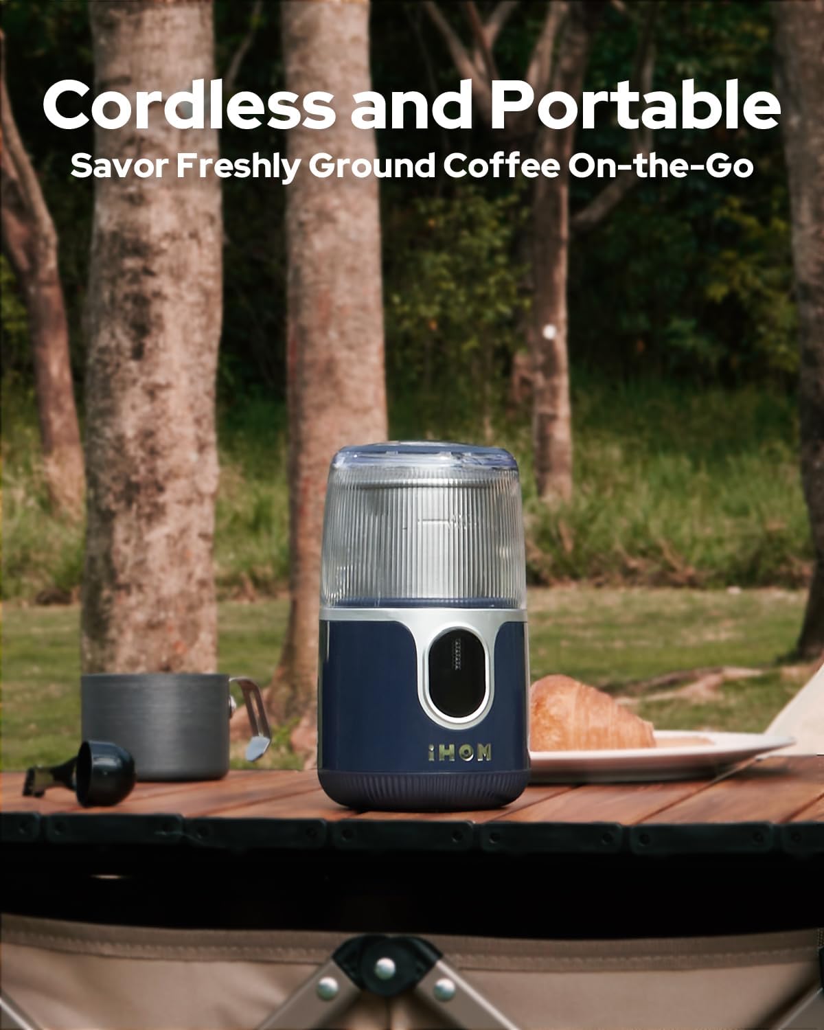 Cordless Coffee Grinder Electric, Coffee Bean Grinder with USB Rechargeable, Espresso Grinder with 304 Stainless Steel Blade, 85 Grinds Per Charge, Spice Grinder, for Home, Travel, Camping - Blue