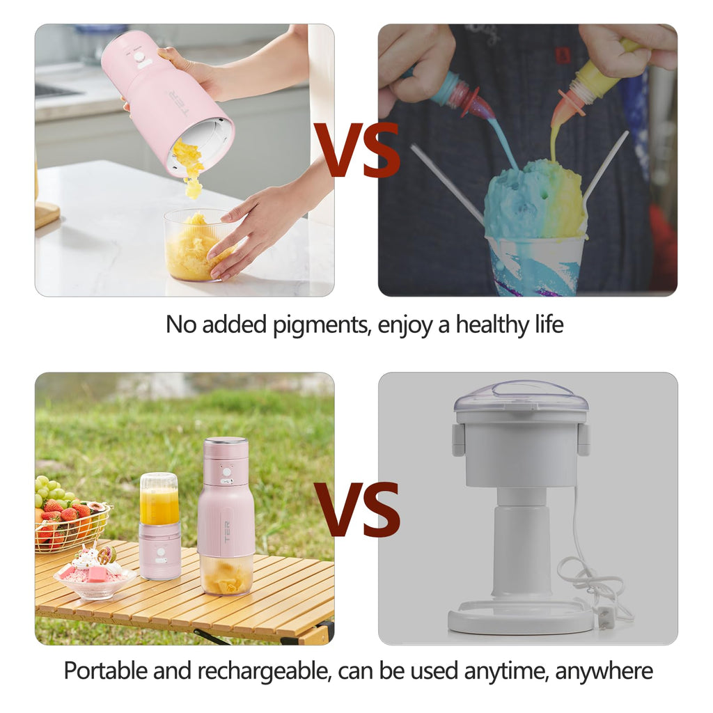 Ice Shaver Portable Blender 2 in 1 for Milkshakes and Smoothies, Cordless Electric, Rechargeable