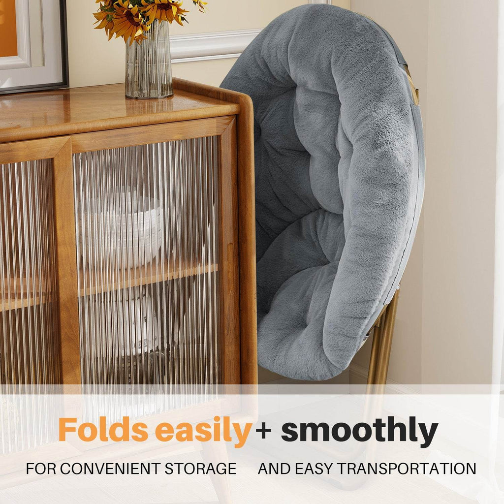 Lounge Chair Modern Style Foldable With Soft and Comfortable Faux Fur Thick Cushion Suitable for Bedroom Home