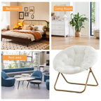 Lounge Chair Modern Style Foldable With Soft and Comfortable Faux Fur Thick Cushion Suitable for Bedroom Home