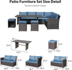 My Depot Outdoor Rattan Sofa 7-Piece
Patio Furniture Set Size Detail