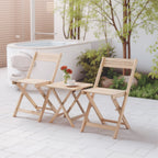 Patio Furniture Set 3 Piece Acacia Wood Bistro Table and Chairs Set of 2 Outdoor Bistro Patio Set Folding Patio Chairs and Square Table for Balcony, Porch, Garden