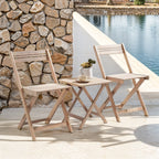 Patio Furniture Set 3 Piece Acacia Wood Bistro Table and Chairs Set of 2 Outdoor Bistro Patio Set Folding Patio Chairs and Square Table for Balcony, Porch, Garden