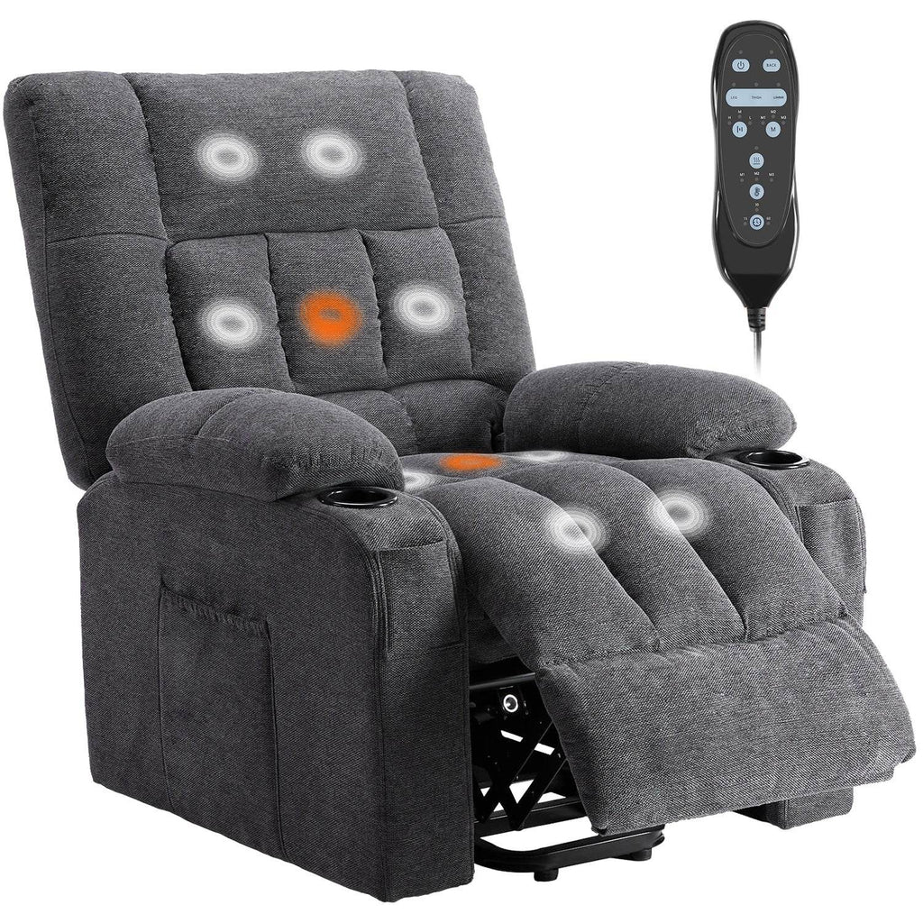 Recliner Vibration Massage Home Theater Seat with Lumbar Support and Heating, Adjustable Electric Lift Chair for Living Room