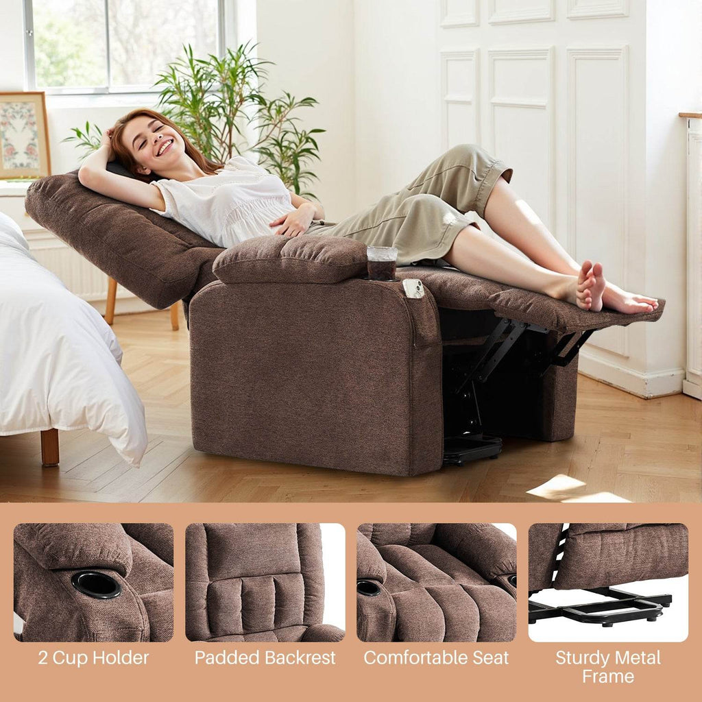 Recliner Vibration Massage Home Theater Seat with Lumbar Support and Heating, Adjustable Electric Lift Chair for Living Room