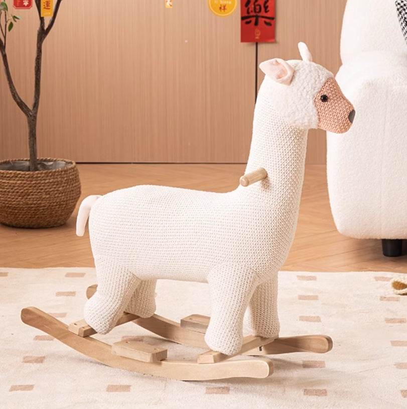 MyDepot Rocking Chair Alpaca Animal with Wooden Base, Metal Frame and Polyester Filling for Baby - My Depot