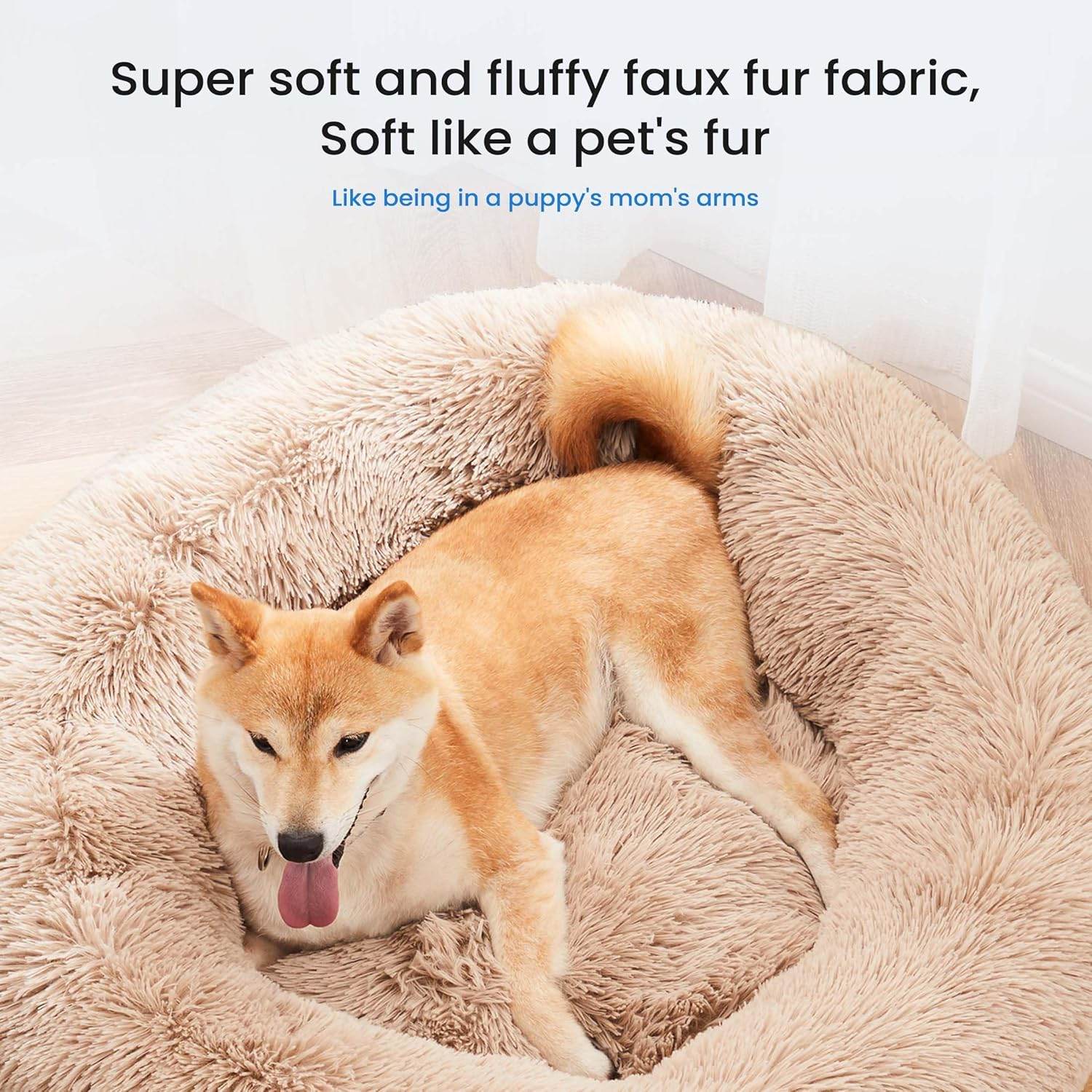 MyDepot Round Pet Bed 
super soft and fluffy faux fur fabric,Soft like a pet's fur