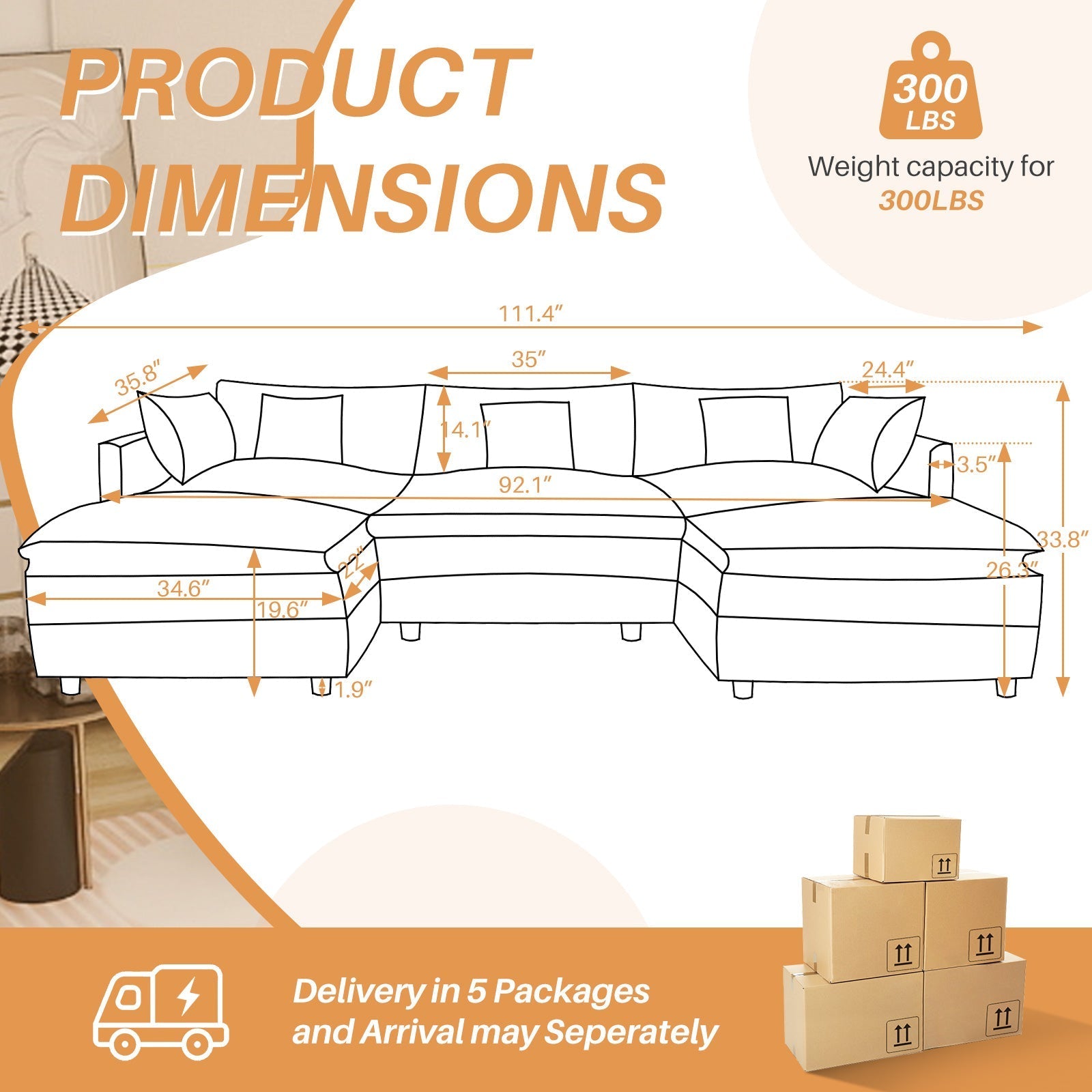 My Depot Sectional Sofa Cloud Couch 
PRODUCT
DIMENSIONS