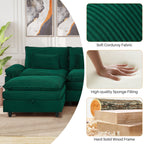 Sectional Sofa Comfortable Cloud Couch with Ottoman, Corduroy Sofa Sleeper Deep Seat Sofa with Throw Pillows for Living Room