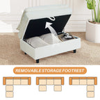 Sectional Sofa Comfortable Cloud Couch with Ottoman, Corduroy Sofa Sleeper Deep Seat Sofa with Throw Pillows for Living Room