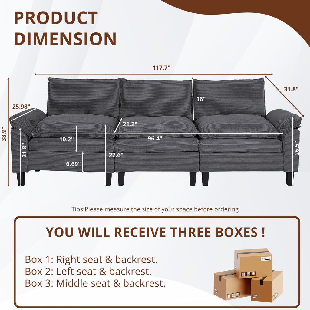 MyDepot Sectional Sofa Corduroy Cloud Couch
PRODUCT
DIMENSION