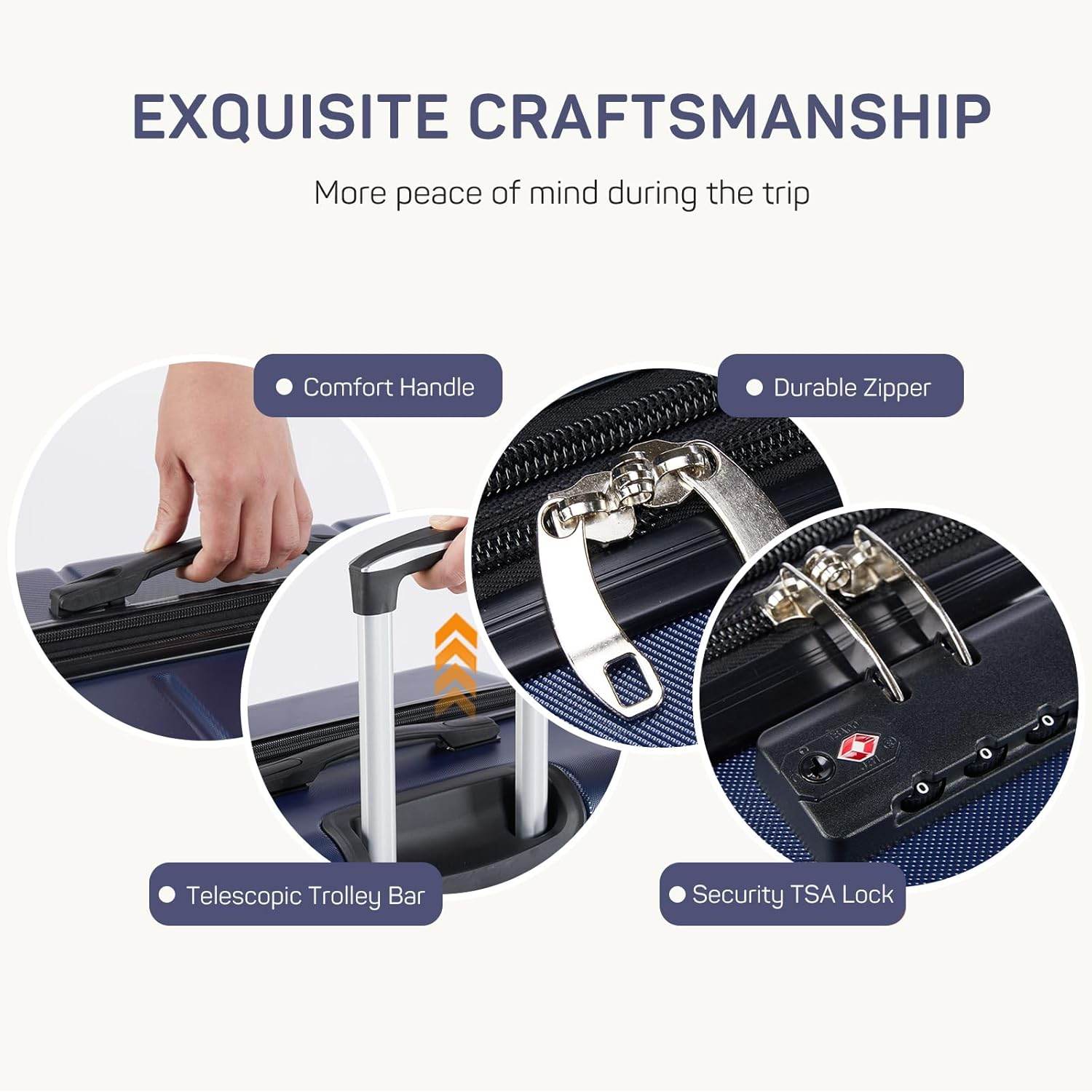 Luggage Suitcase with TSA Lock, Hard Shell Rolling Suitcase with Spinner Wheels, Expandable Lightweight Luggage