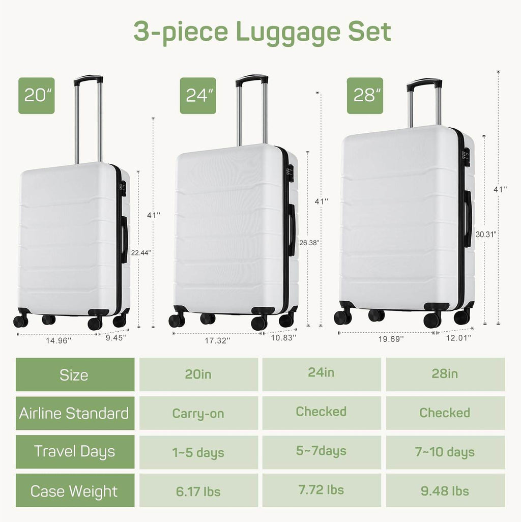 Luggage Suitcase with TSA Lock, Hard Shell Rolling Suitcase with Spinner Wheels, Expandable Lightweight Luggage