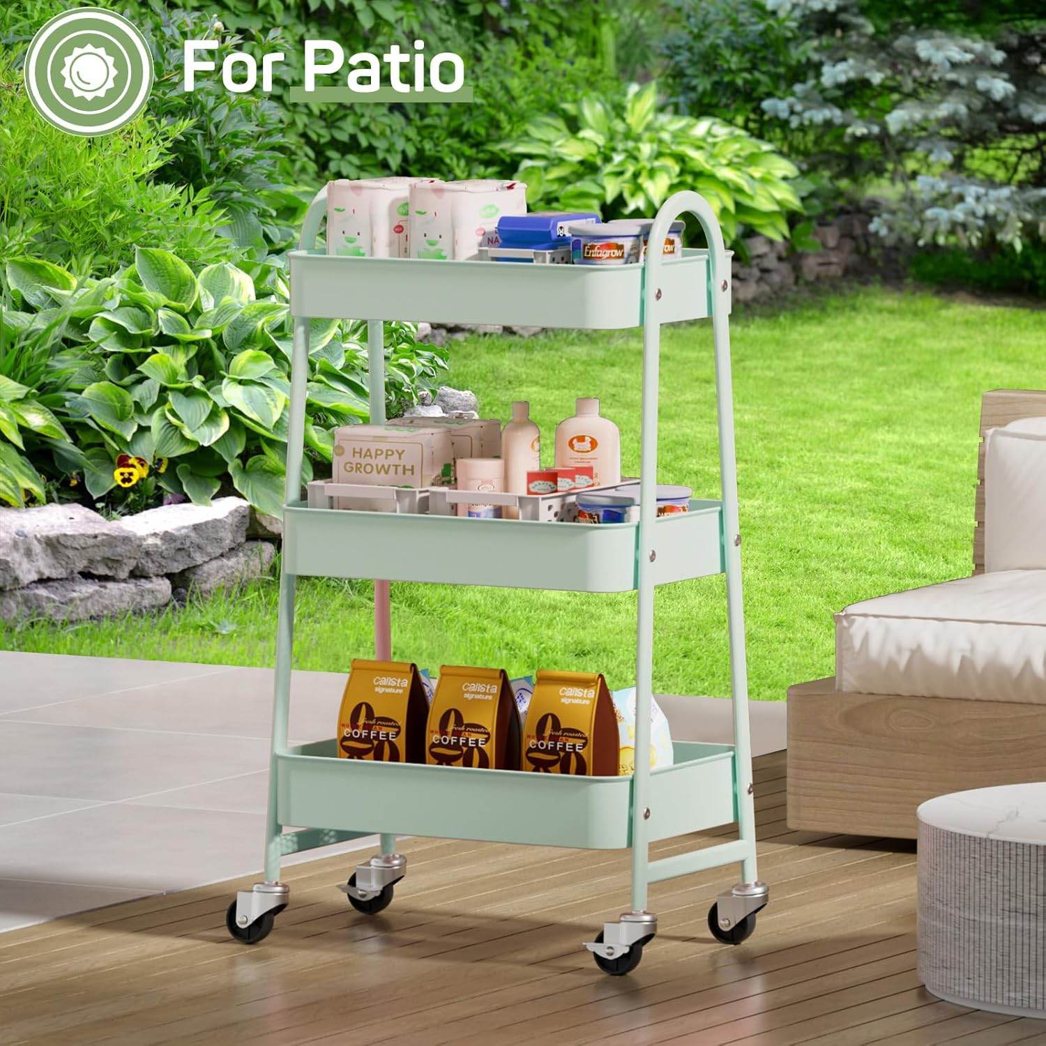 MyDepot Utility Cart 3-Tier Kitchen Storage Rack 
For Patio