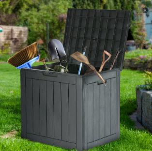 LIFERECORD Outdoor Storage Box, 31 Gallon Deck Box, Waterproof Resin Storage Bin for Patio Cushions, Gardening Tools, Accessories, Lockable, UV Resistant, Black