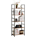 LIFERECORD 5 Tier BookShelf, Free Standing Storage Shelving Unit for Living Room/Bathroom/Office/Garage, Adjustable, Easy Assembly, Rustic Brown