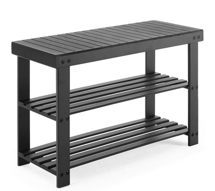 LIFERECORD Shoe Rack Bench, 3-Tier Bamboo Shoe Storage Organizer, Entryway Bench, Holds Up to 300 lb, 27.6*11.2*17.9 Inches, for Entryway Bathroom Bedroom-Brown