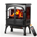 Airdown 26" Electric Fireplace Heater, 1500W FreeStanding Fireplace Stove with 3D Realistic Flame Effect, Energy Saving Space Heater for Indoor Use